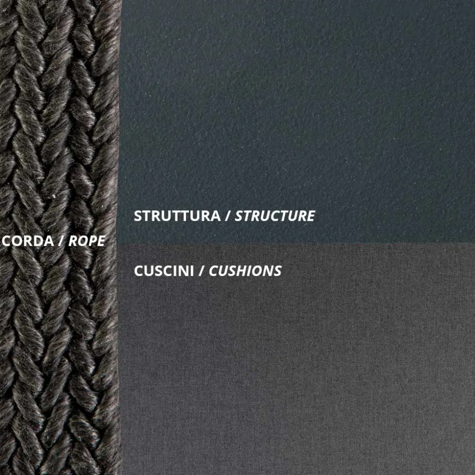 Dondolo da Giardino in Acciaio con Corde e Cuscini Inclusi Made in Italy – Bronn