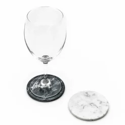 Due Sottobicchieri in Marmo Bianco e Grigio con Sughero Made in Italy - Jessa