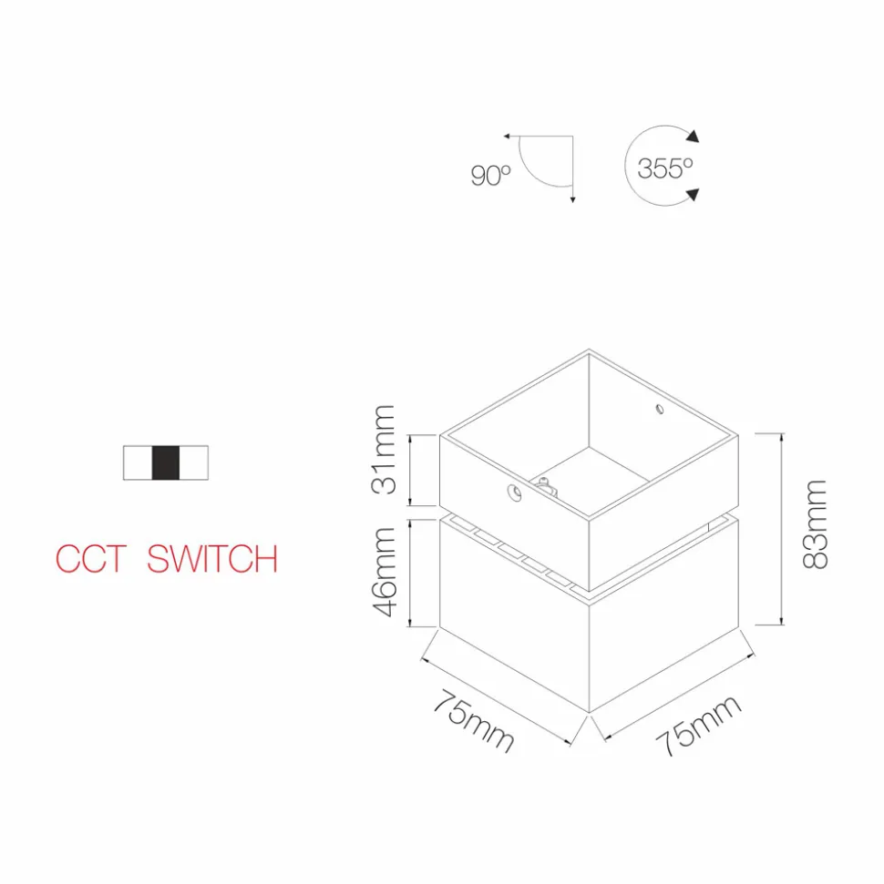 Faretto a Led da Parete o Soffitto in Alluminio Bianco o Nero - Vernon