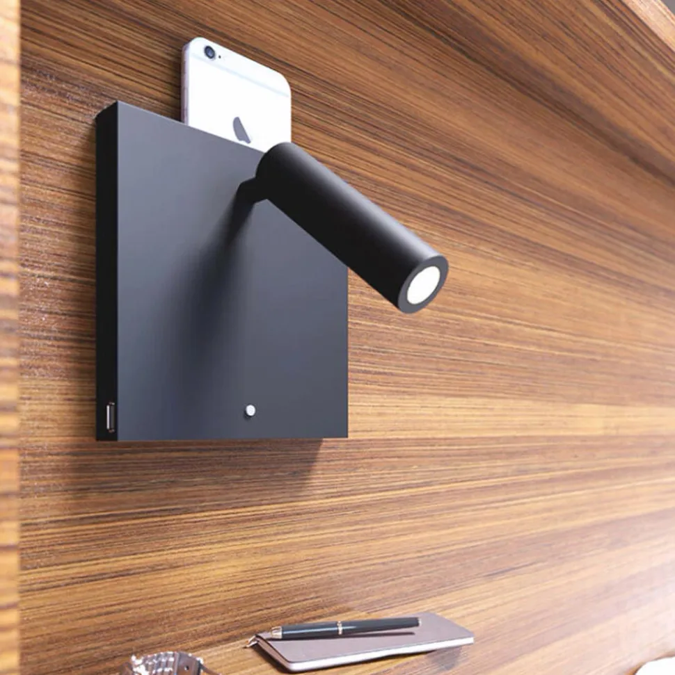 Faretto Applique a Led Orientabile in Alluminio con Porte USB - Paola