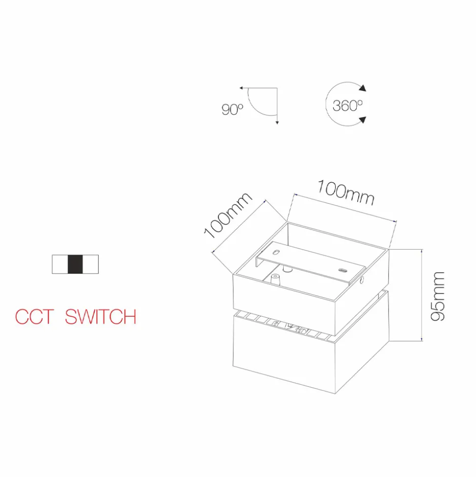 Faretto Applique Orientabile Led 14W in Alluminio Bianco o Nero - Vernon