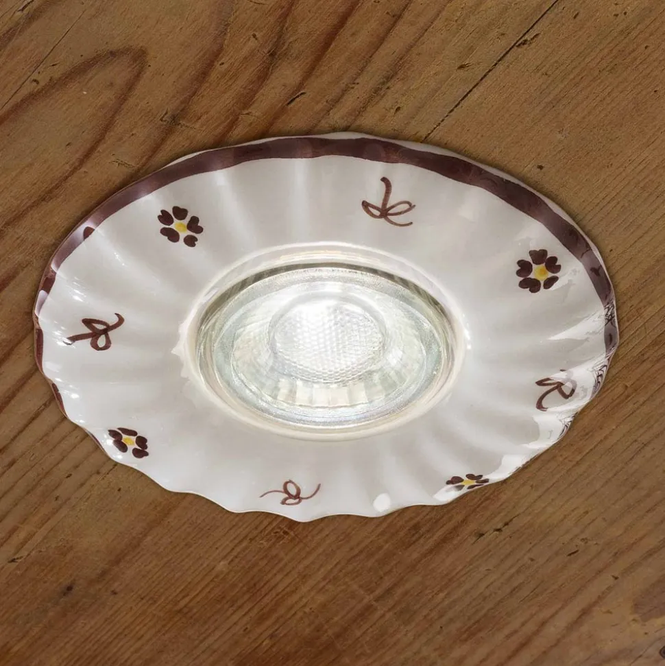Faretto da incasso tondo in ceramica decorato Ferroluce Pescara
