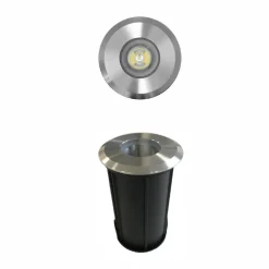 Faretto da Terra Led 2W da Esterno Rotondo in Inox 316, 4 Pezzi - Solina