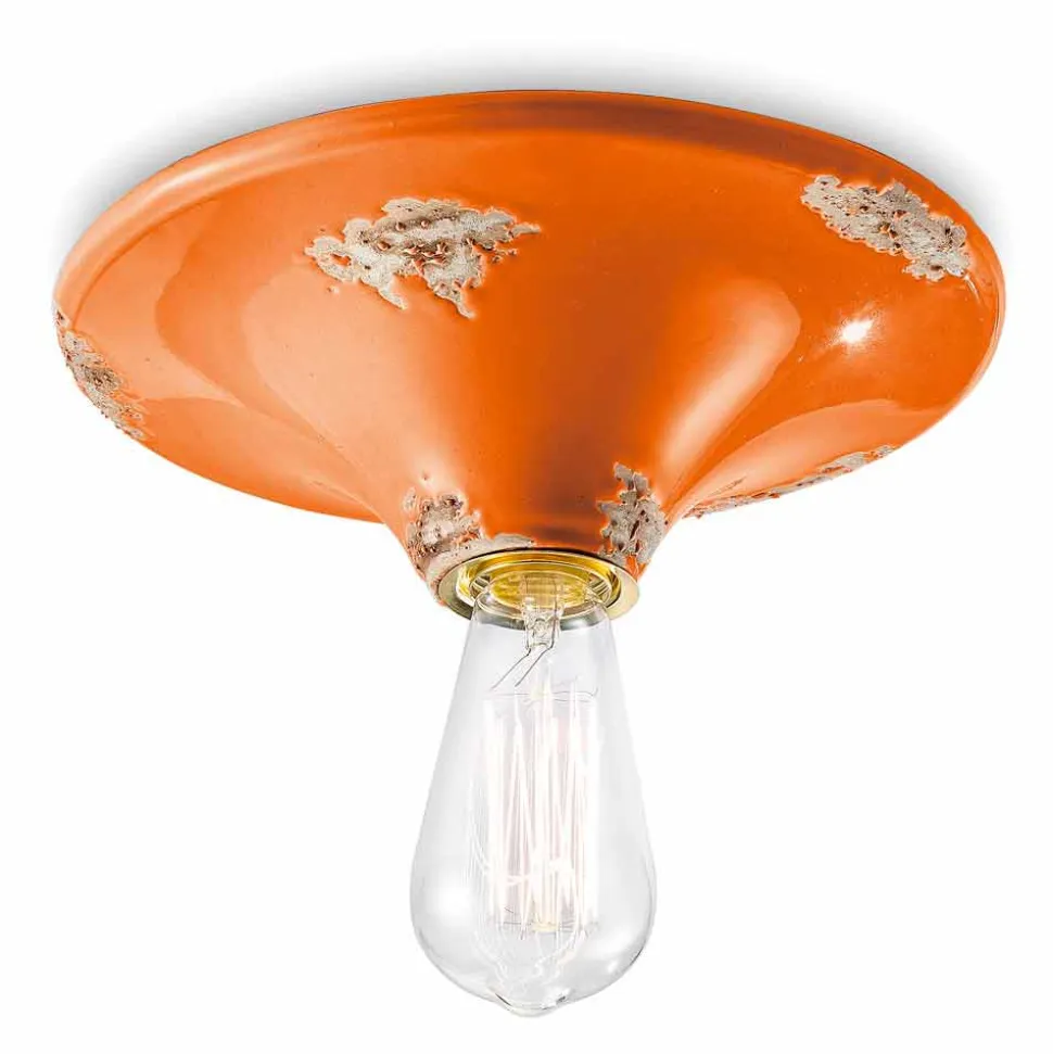 Faretto vintage da soffitto artigianale in ceramica Erica Ferroluce