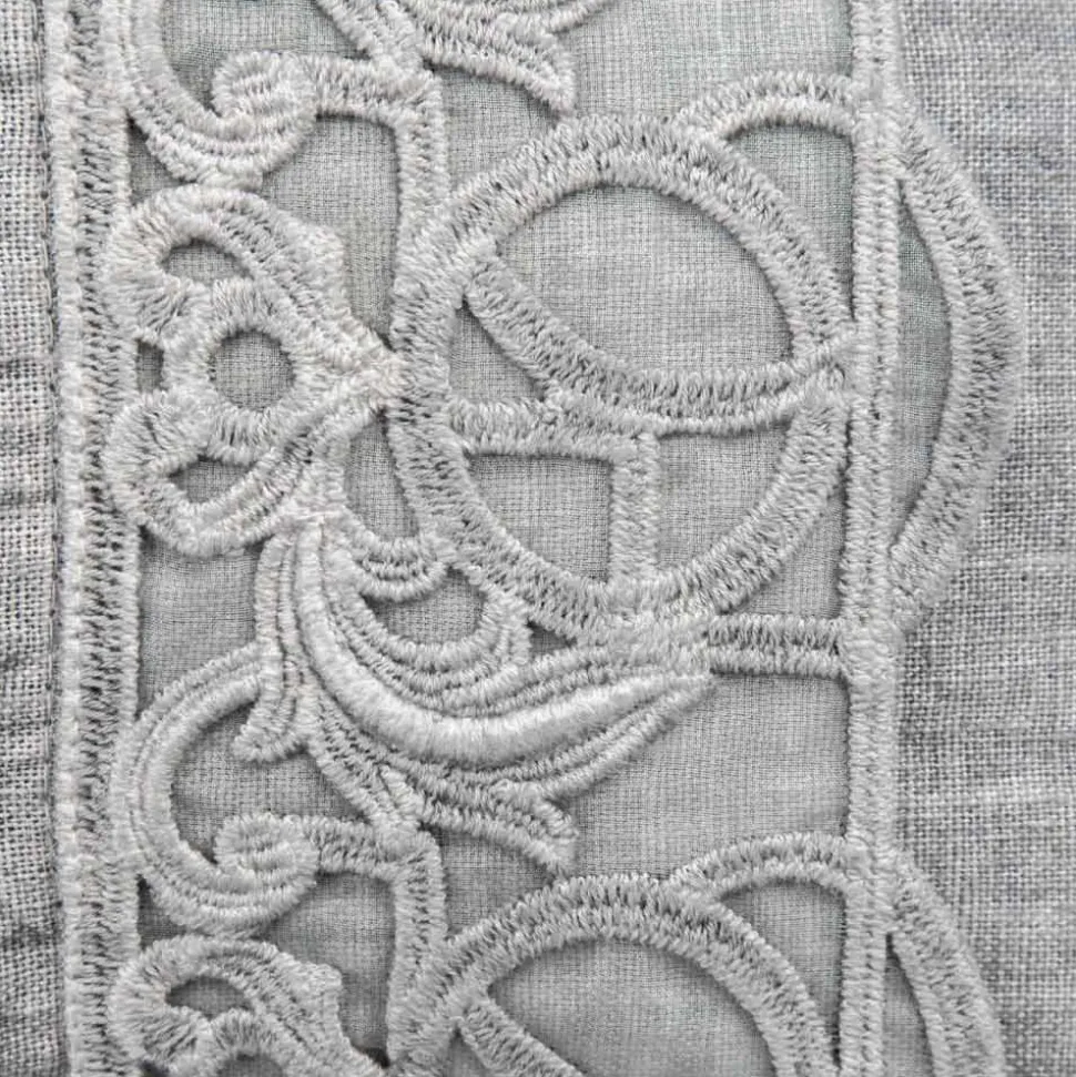 Federa Cuscini Letto in Lino Grigio con Pizzo Sinergia di Lusso Italiano - Stego