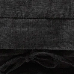 Federa Cuscini Quadrata in Lino Pesante Nero e Laccetti Made in Italy - Matero