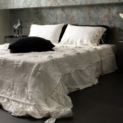 Federa Cuscini Quadrata in Lino Pesante Nero e Laccetti Made in Italy - Matero