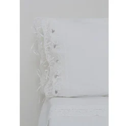 Federa di Lino con Pizzo Bianco per Letto Design di Lusso Made in Italy - Kiss
