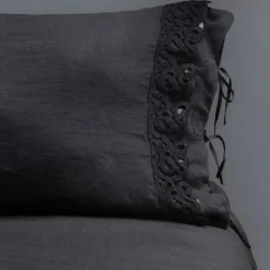 Federa in Lino con Pizzo Poema e Laccetti Burro o Nero Made in Italy - Masone