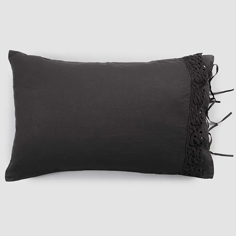Federa in Lino con Pizzo Poema e Laccetti Burro o Nero Made in Italy - Masone