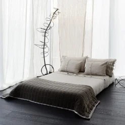 Federa in Lino Pesante con Decoro Bottoni in Agoya e Piping - Mediterraneo