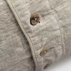 Federa in Lino Pesante con Decoro Bottoni in Agoya e Piping - Mediterraneo