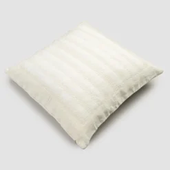 Federa Quadrata in Lino Gesso o Retrò Decoro con Ricamo Sfere e Cornice - Gomito