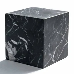 Fermacarte Cubo Moderno in Marmo Nero Marquinia Satinato Made in Italy - Qubino