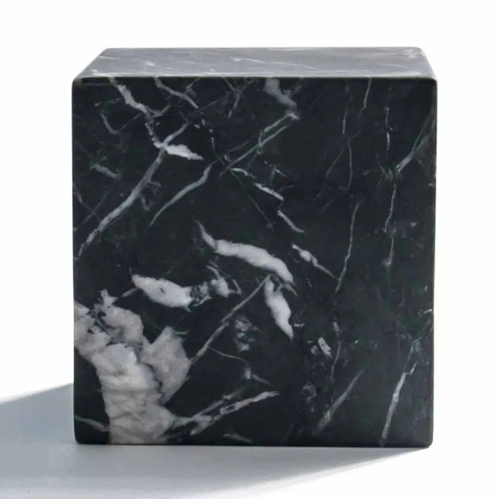 Fermacarte Cubo Moderno in Marmo Nero Marquinia Satinato Made in Italy - Qubino