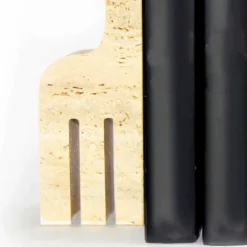 2 Fermalibri in Marmo Travertino a Forma di Giraffa Made in Italy - Morra