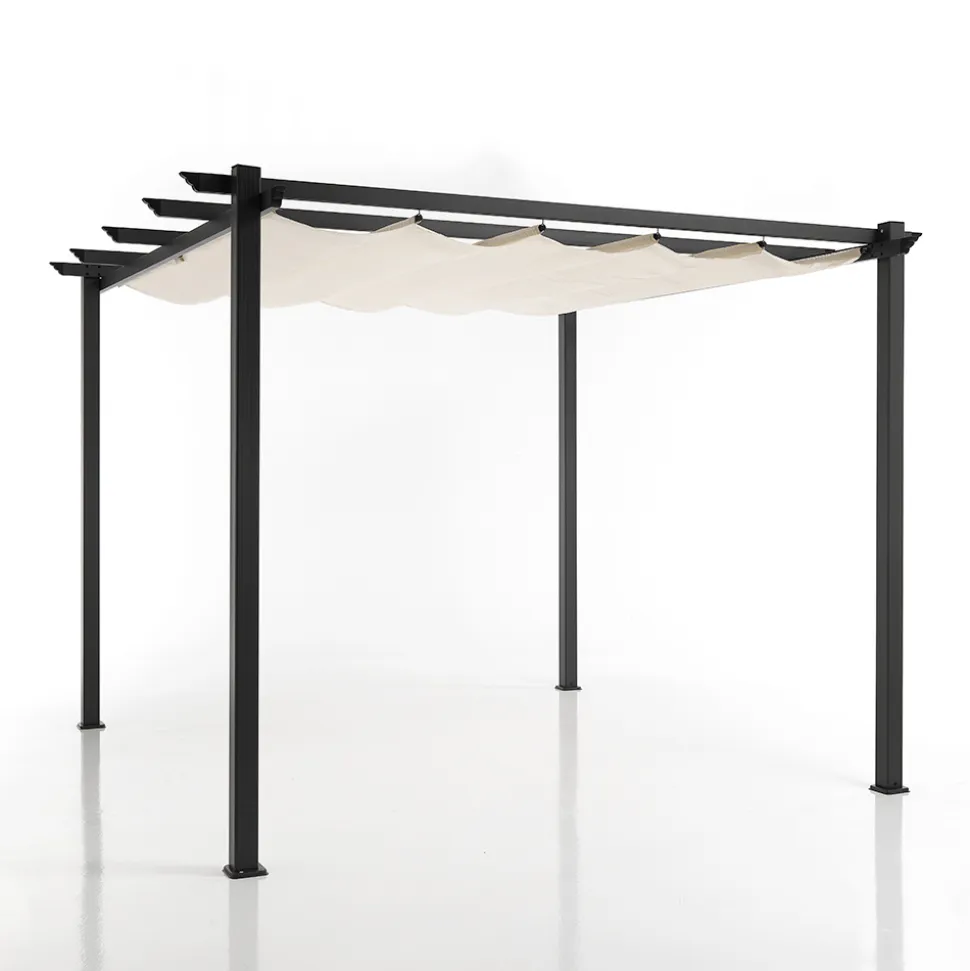 Gazebo in Alluminio Verniciato a Polveri Epossidiche e Telo Scorrevole - Manger