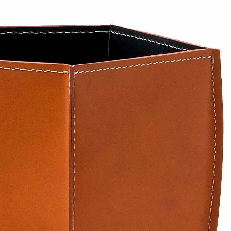 Gettacarte di design in cuoio rigenerato Poligiono, fatto in Italia