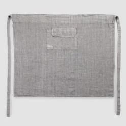 Grembiule da Cucina in Lino Grigio Antracite Modello Basso con Taschino - Flick