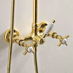 Gruppo Doccia con Saliscendi in Ottone VIntage, Made in Italy – Katerina