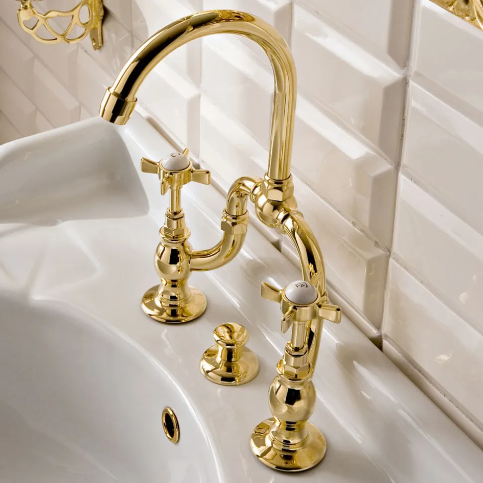 Gruppo Lavabo Vintage a Ponte di Design in Ottone Made in Italy – Katerina