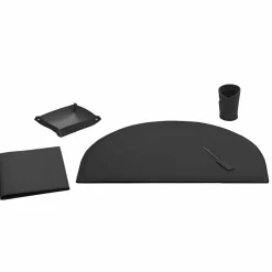 Insieme di 5 Accessori per Scrivania Ufficio in Cuoio, Made in Italy - Medea