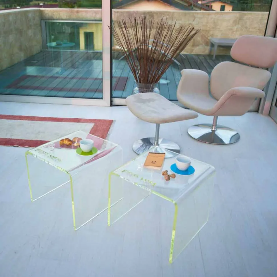 Insieme di 2 Comodini di Design Moderno in Metacrilato Made in Italy – Leielui