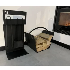 Insieme di Strumenti di Design per Camino in Acciaio Nero Made in Italy - Ostro