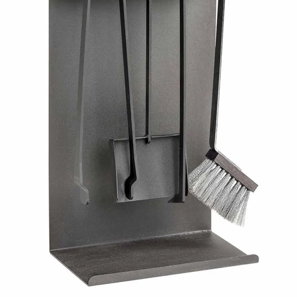 Insieme di 4 Strumenti in Acciaio Nero per il Camino Made in Italy - Rachel