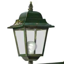 Lampada a Muro Esterno Alluminio Verde Oro e Fiori Dipinti a Mano - Gorizia