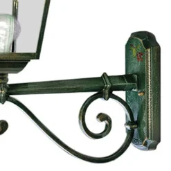 Lampada a Muro Esterno Alluminio Verde Oro e Fiori Dipinti a Mano - Gorizia