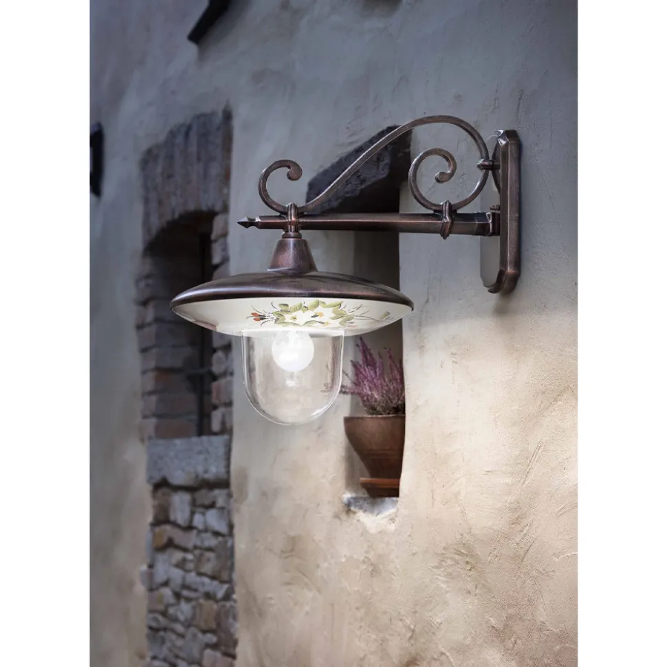 Lampada a Muro Giardino in Alluminio Nero Fiori Dipinti a Mano - Latina