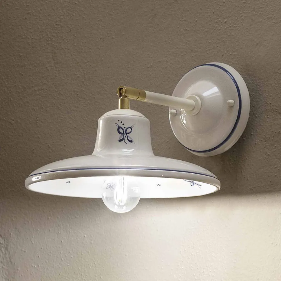 Lampada a Muro in Ceramica Artigianale Decorata a Mano Vintage - Como