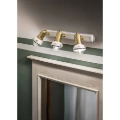 Lampada a Muro Lineare 3 Faretti in Ottone e Ceramica Artigianale - Savona