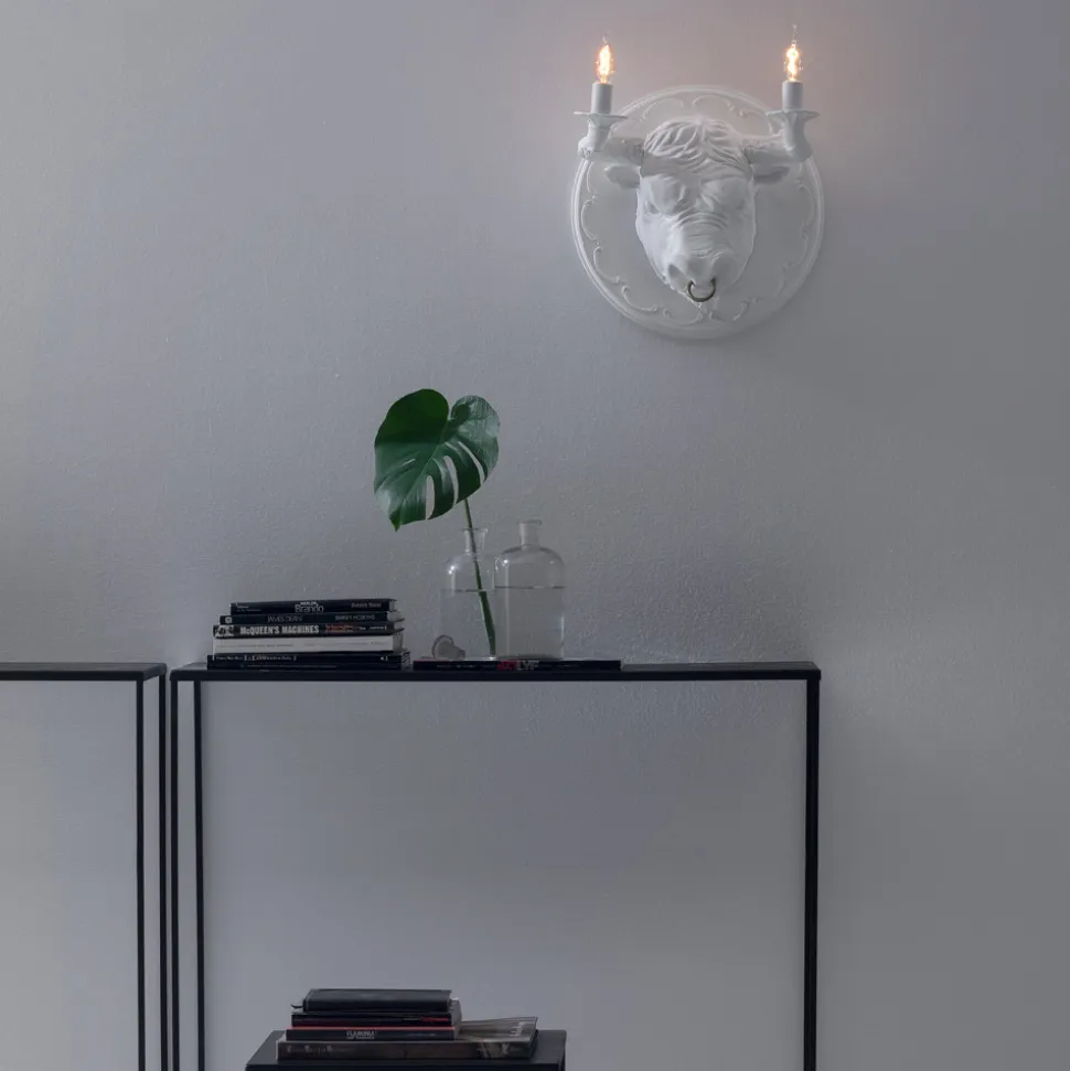 Lampada a Parete a 2 Luci in Ceramica Design a Forma di Toro - Marrena