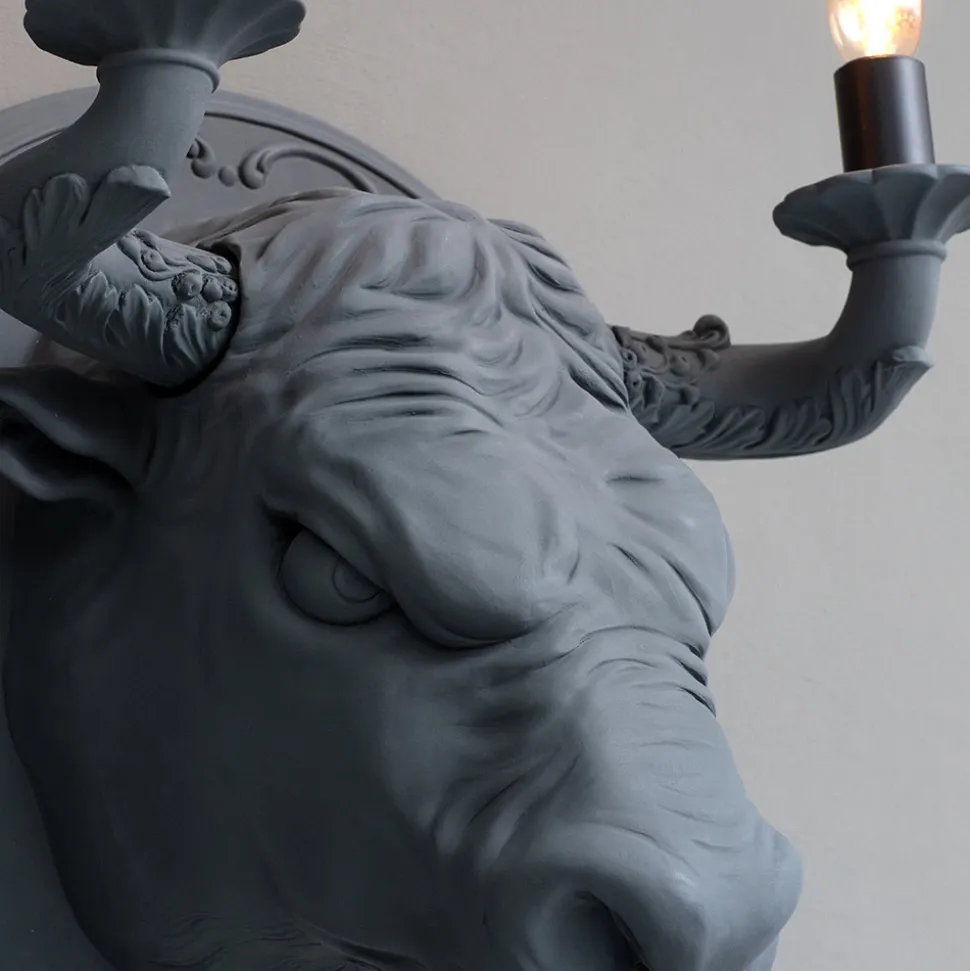 Lampada a Parete a 2 Luci in Ceramica Design a Forma di Toro - Marrena