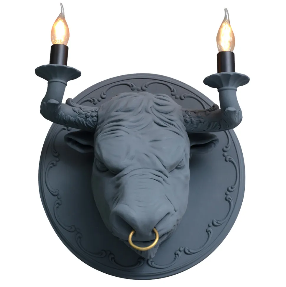 Lampada a Parete a 2 Luci in Ceramica Design a Forma di Toro - Marrena