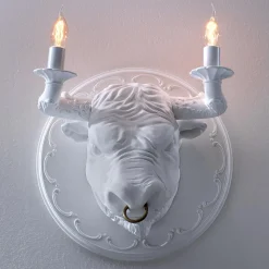 Lampada a Parete a 2 Luci in Ceramica Design a Forma di Toro - Marrena
