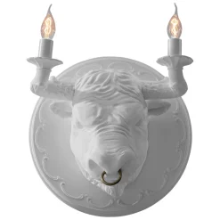 Lampada a Parete a 2 Luci in Ceramica Design a Forma di Toro - Marrena