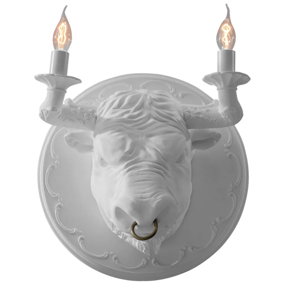 Lampada a Parete a 2 Luci in Ceramica Design a Forma di Toro - Marrena