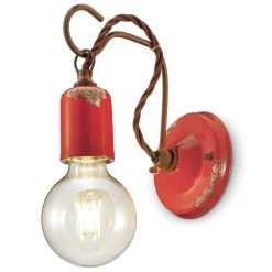 Lampada a Parete Artigianale Industriale in Ferro e Ceramica - Vintage