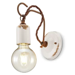 Lampada a Parete Artigianale Industriale in Ferro e Ceramica - Vintage