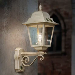 Lampada a Parete in Alluminio Bianco e Decoro Dipinto a Mano - Gorizia