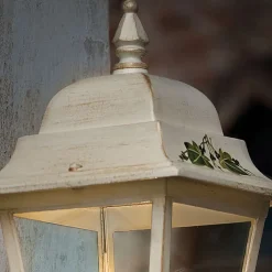 Lampada a Parete in Alluminio Bianco e Decoro Dipinto a Mano - Gorizia