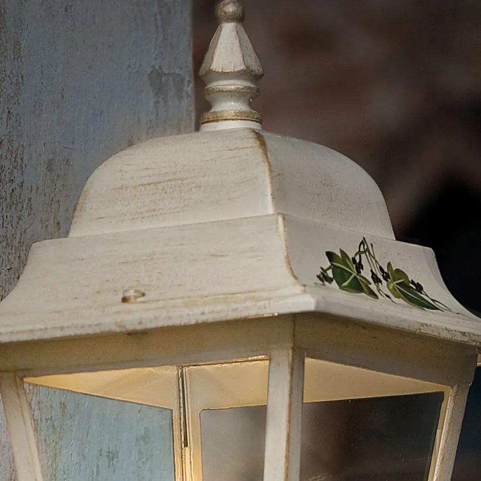 Lampada a Parete in Alluminio Bianco e Decoro Dipinto a Mano - Gorizia