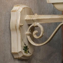 Lampada a Parete in Alluminio Bianco e Decoro Dipinto a Mano - Gorizia