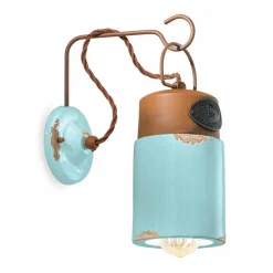 Lampada a parete in ceramica e ferro ruggine Desiree Ferroluce