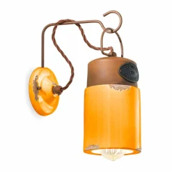 Lampada a parete in ceramica e ferro ruggine Desiree Ferroluce