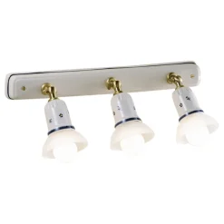 Lampada a Parete 2 o 3 Faretti Ottone e Ceramica Dipinta a Mano - Savona