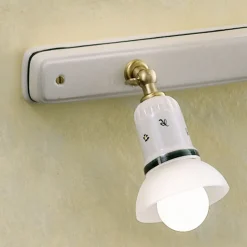 Lampada a Parete 2 o 3 Faretti Ottone e Ceramica Dipinta a Mano - Savona